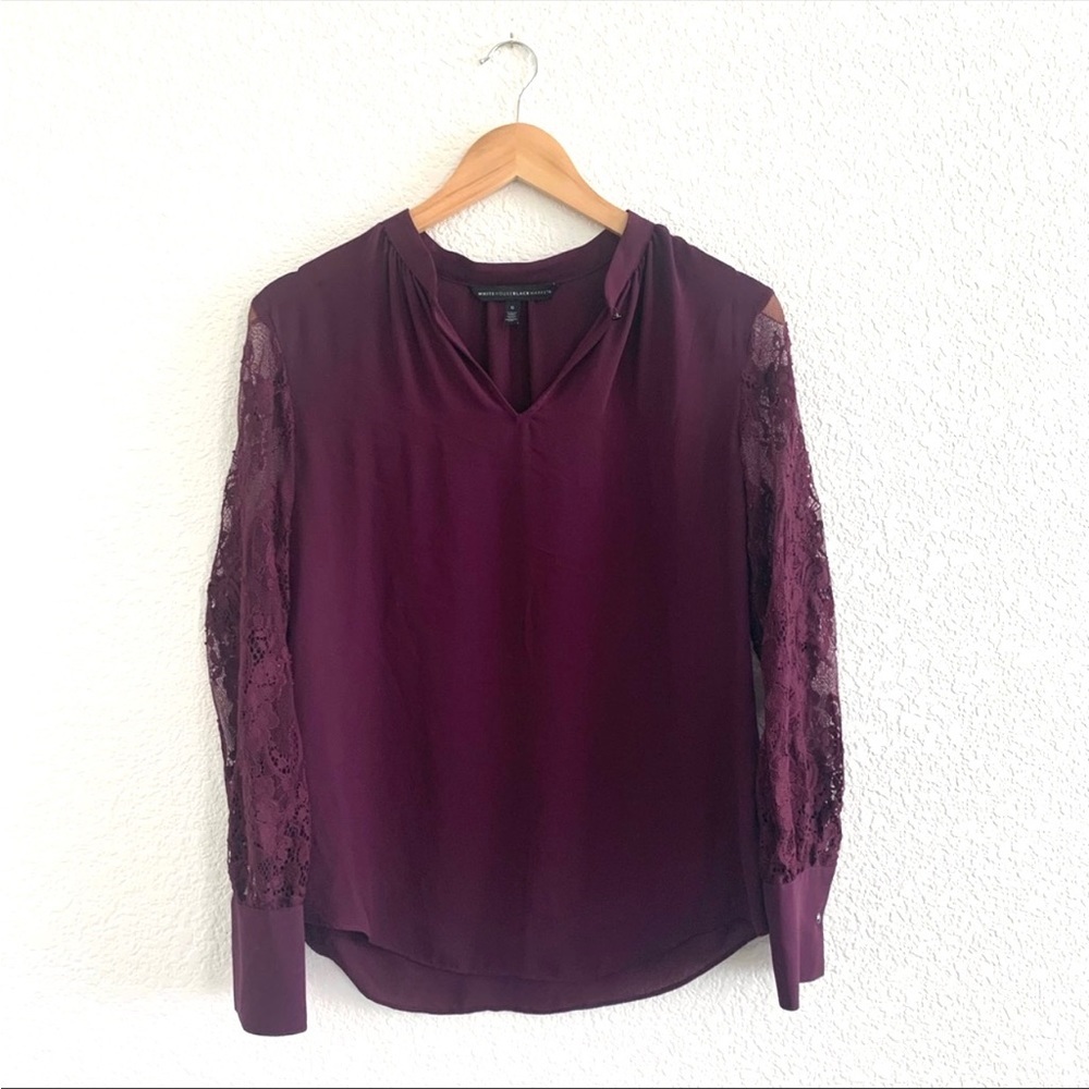 White House Black Market | Purple long sleeve blouse women’s size 0